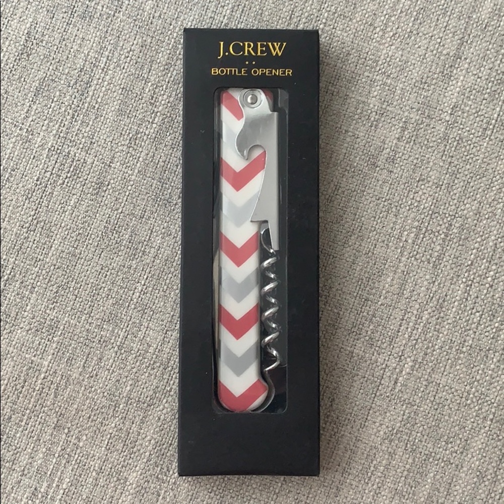 J. Crew pink and silver chevron bottle opener and corkscrew